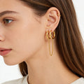 Stainless Steel Double Hoop Tassel Earrings