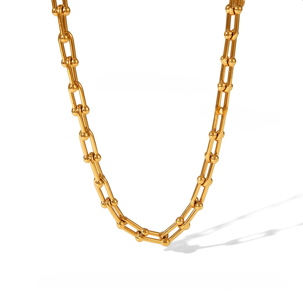18k gold horseshoe chain bracelet and earrings