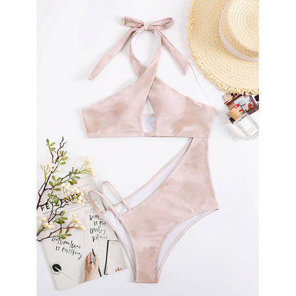 Halter Push Up One Piece Swimsuit Women Hollow Out Cutout Out Bathing Suits Swimwear