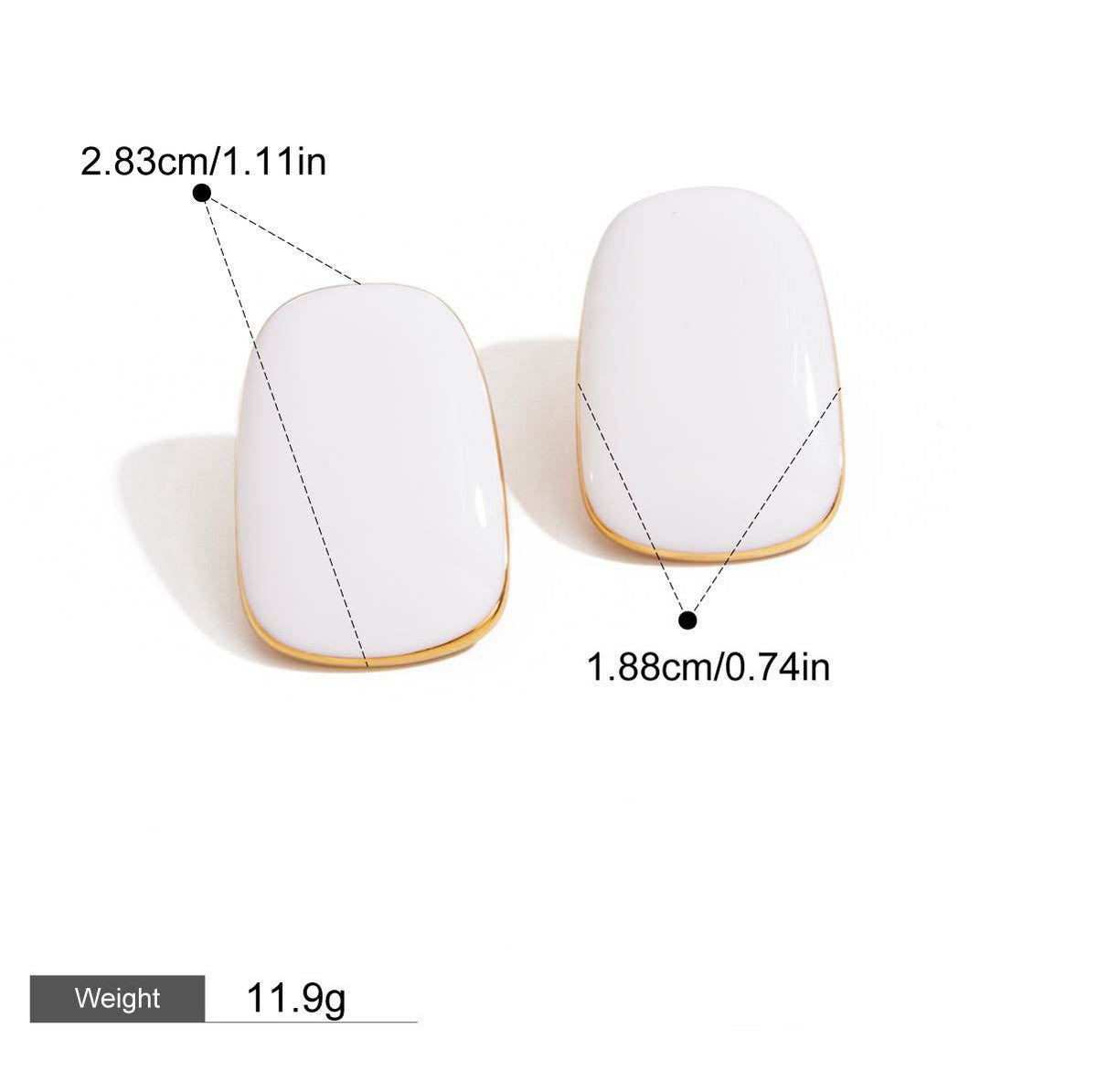 18K gold geometric oval/crescent-shaped earrings with simple and elegant design