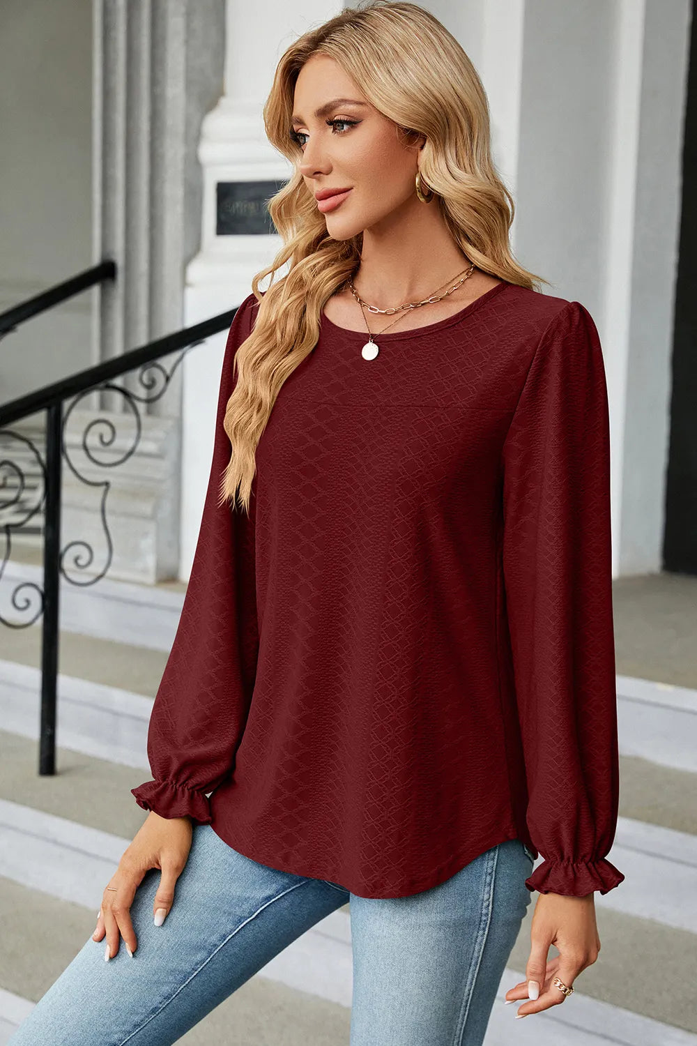 🌸 Round Neck Flounce Sleeve T-Shirt