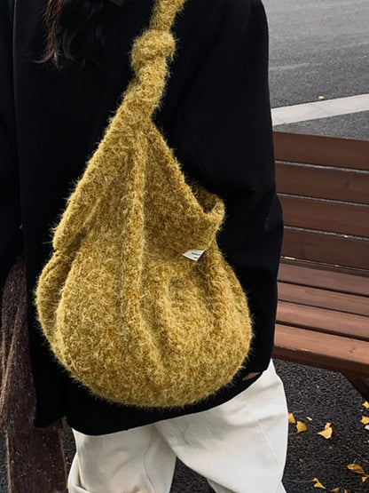 Fuzzy Solid Color Crossbody Bag