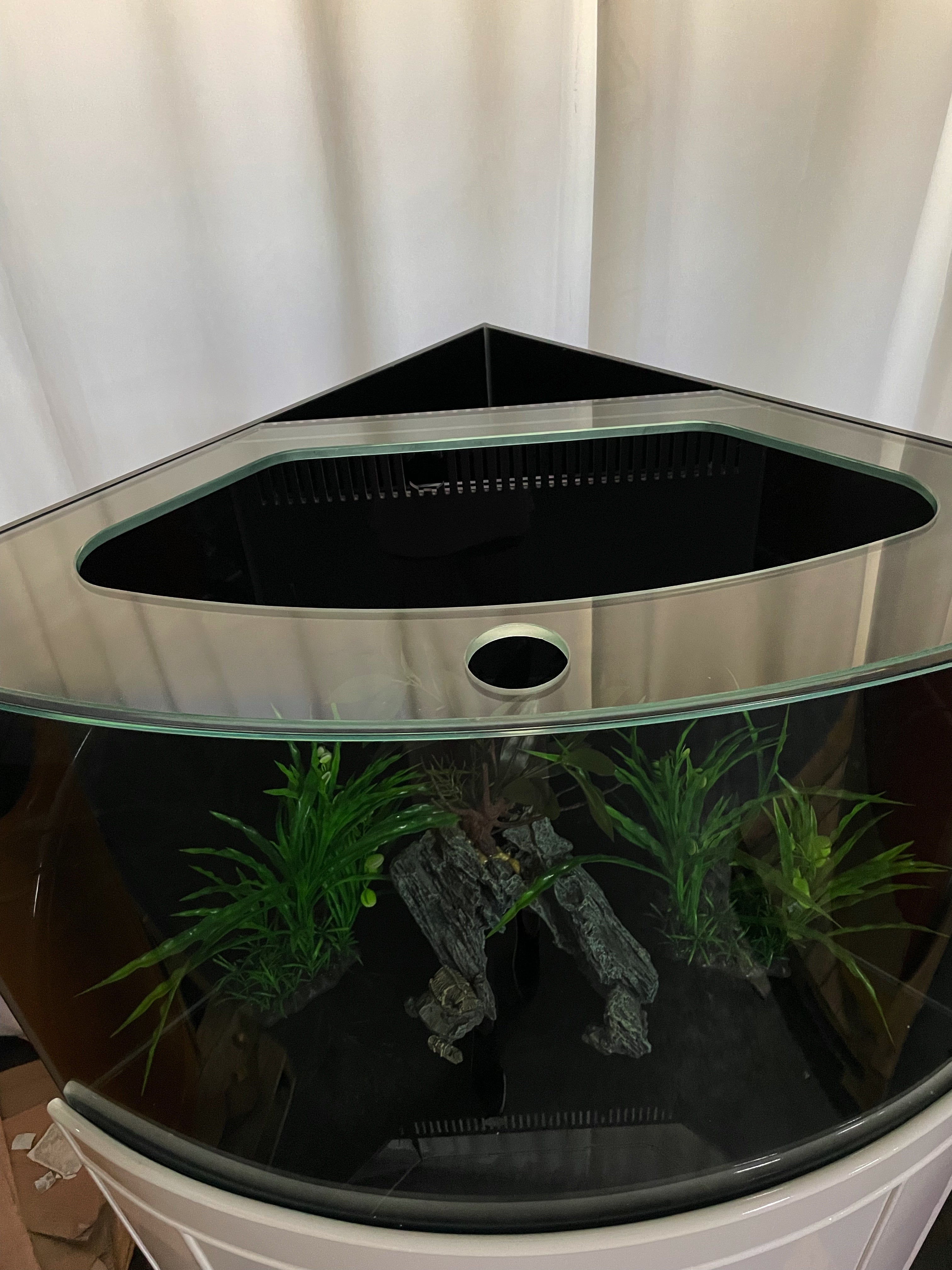 66 gallon GLASS corner bow front aquarium fish tank set NEW!