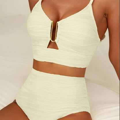 Women's Solid Color Gathering Swimsuit
