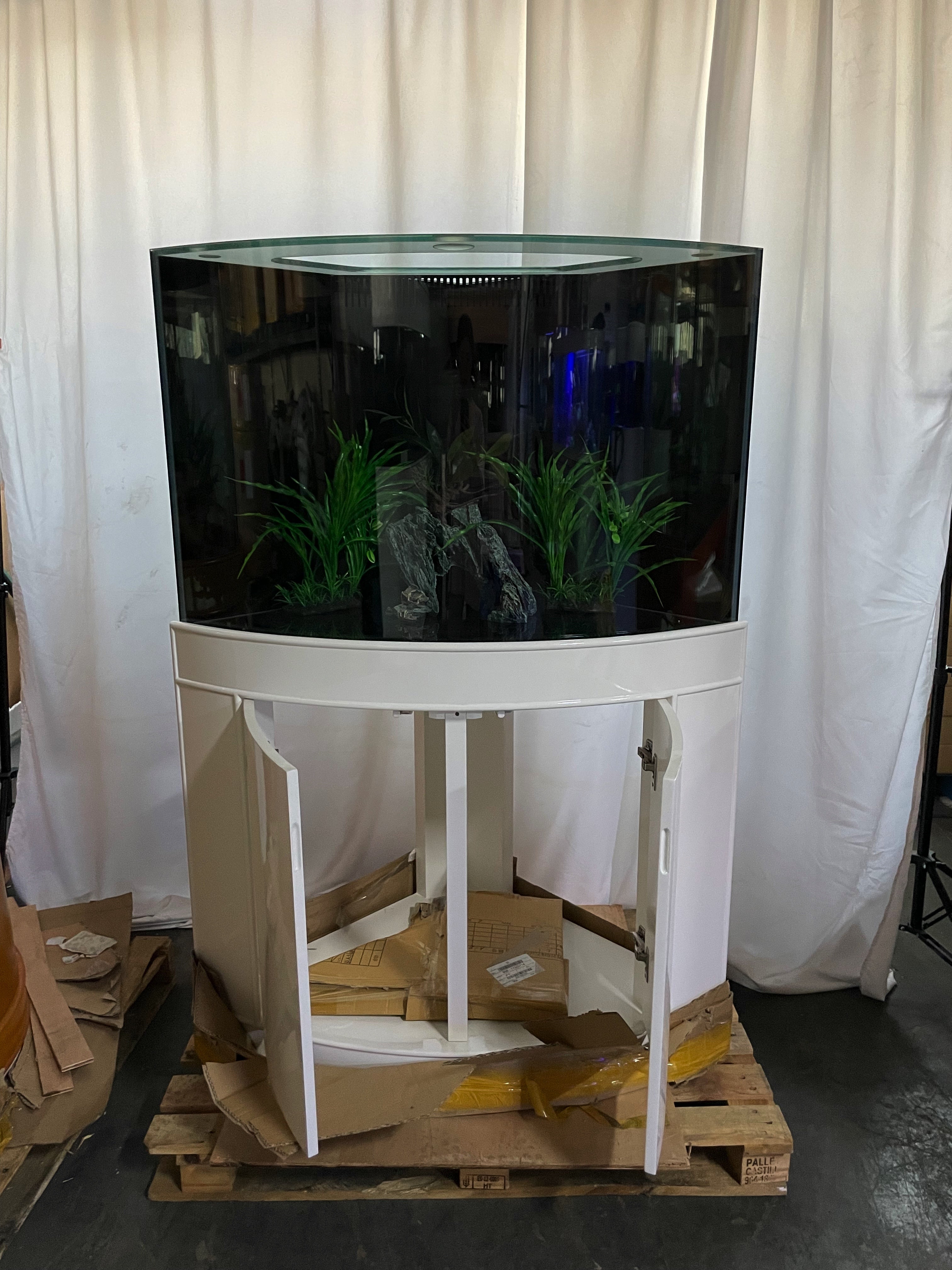 66 gallon GLASS corner bow front aquarium fish tank set NEW!