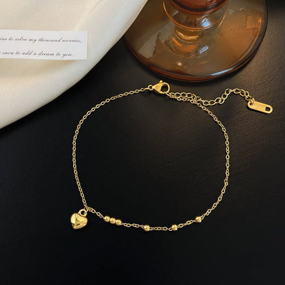 18K Gold Light Luxury Love Heart Titanium Steel Anklet