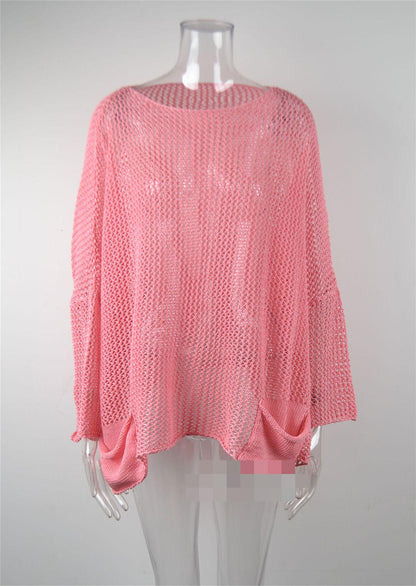 Summer Fishnet Beach Cover Up Sun Protection Shirt plus Size Beach Cover for Women