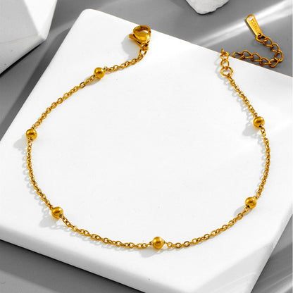 Light luxury bead necklace, rhinestone, curved hollow heart anklet