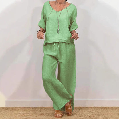 Women’s Multi Color Two Piece Set V Neck Top & Pants