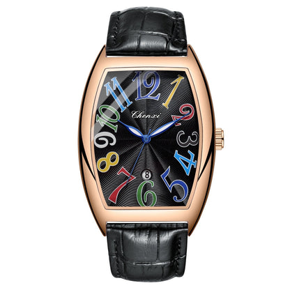 Mens Digital Watch Calendar Casual Leather Belt