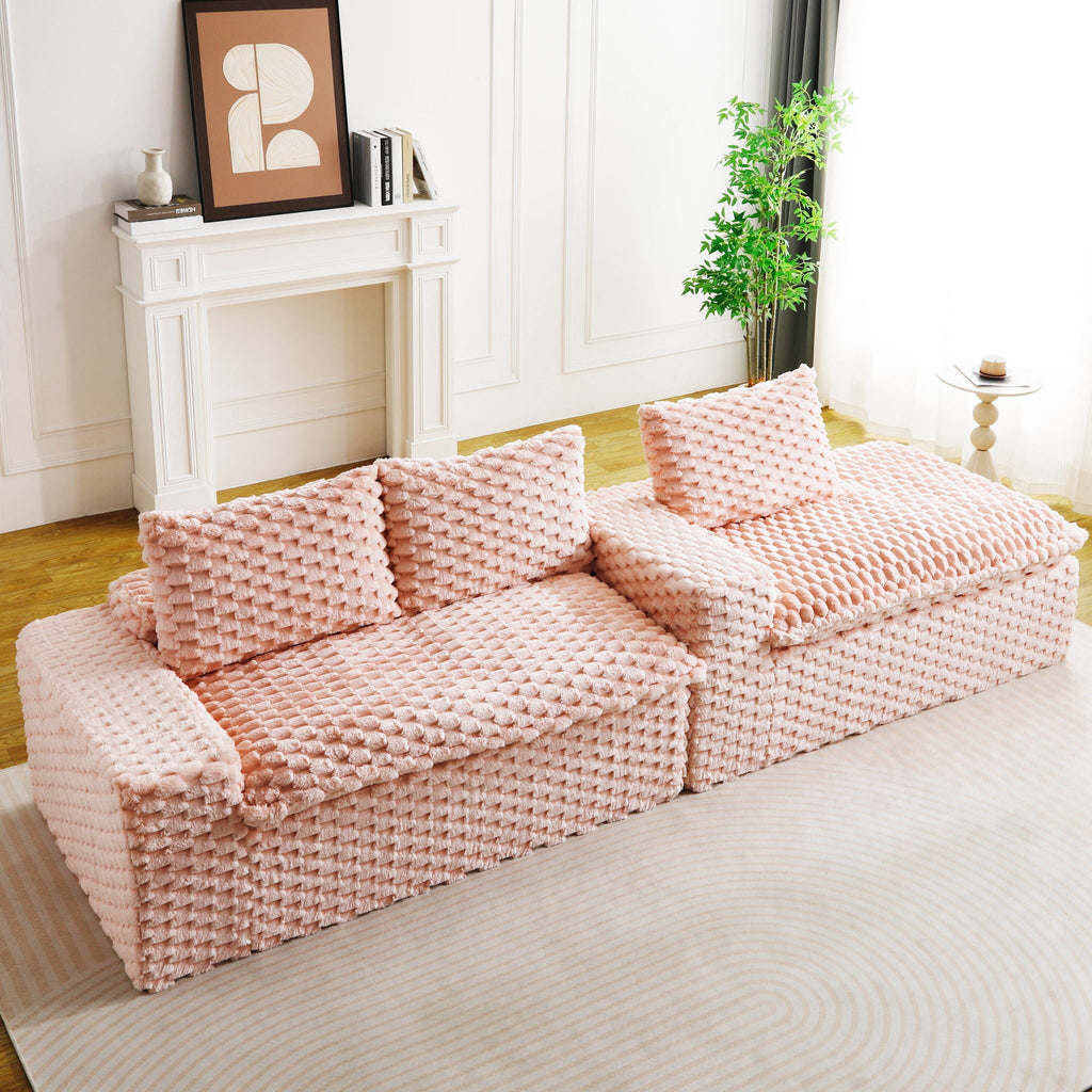 Modular Sofa, Convertible Twin Seat With Chaise Lounge