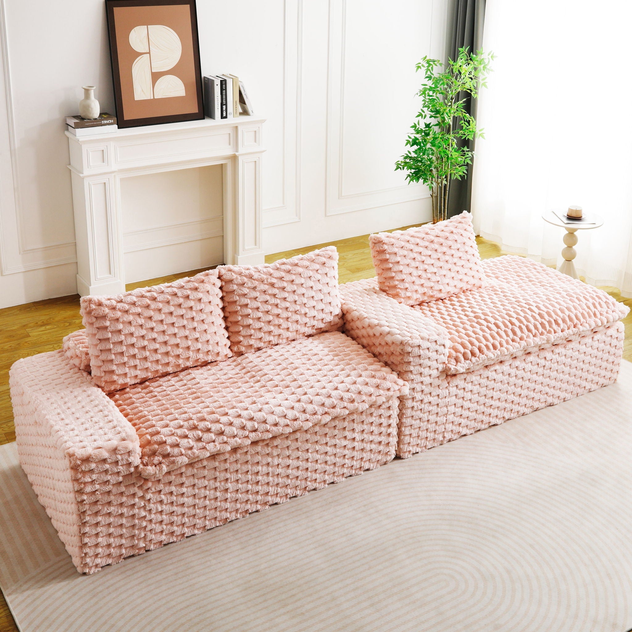 Modular Sofa, Convertible Twin Seat With Chaise Lounge