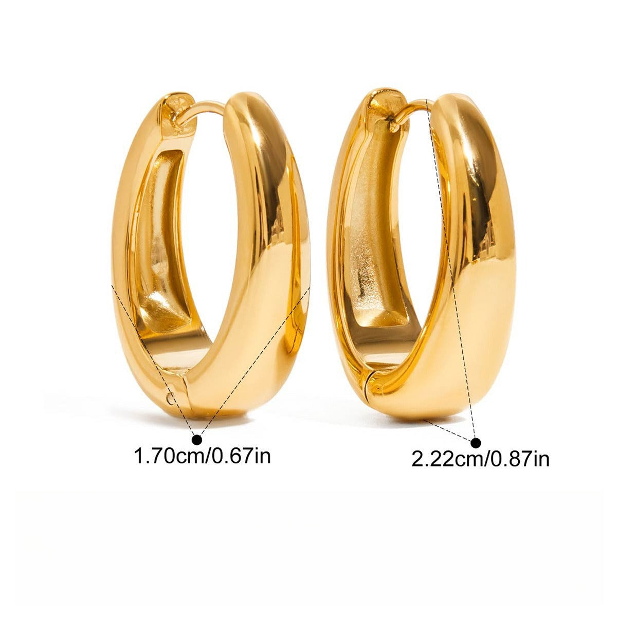 18K gold-plated, lightweight, and luxurious titanium steel stud earrings.