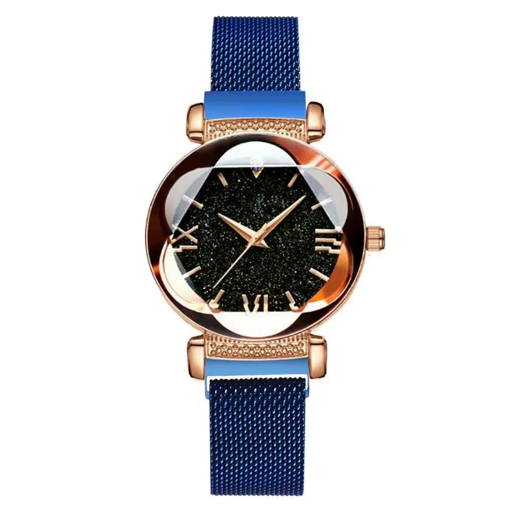Magnetic-steel Starry Sky Roman-style Women's Watch With Versatile Milanese Strap