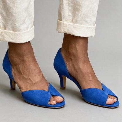 Golden fish mouth slim heel high-heeled open toed sandals for women