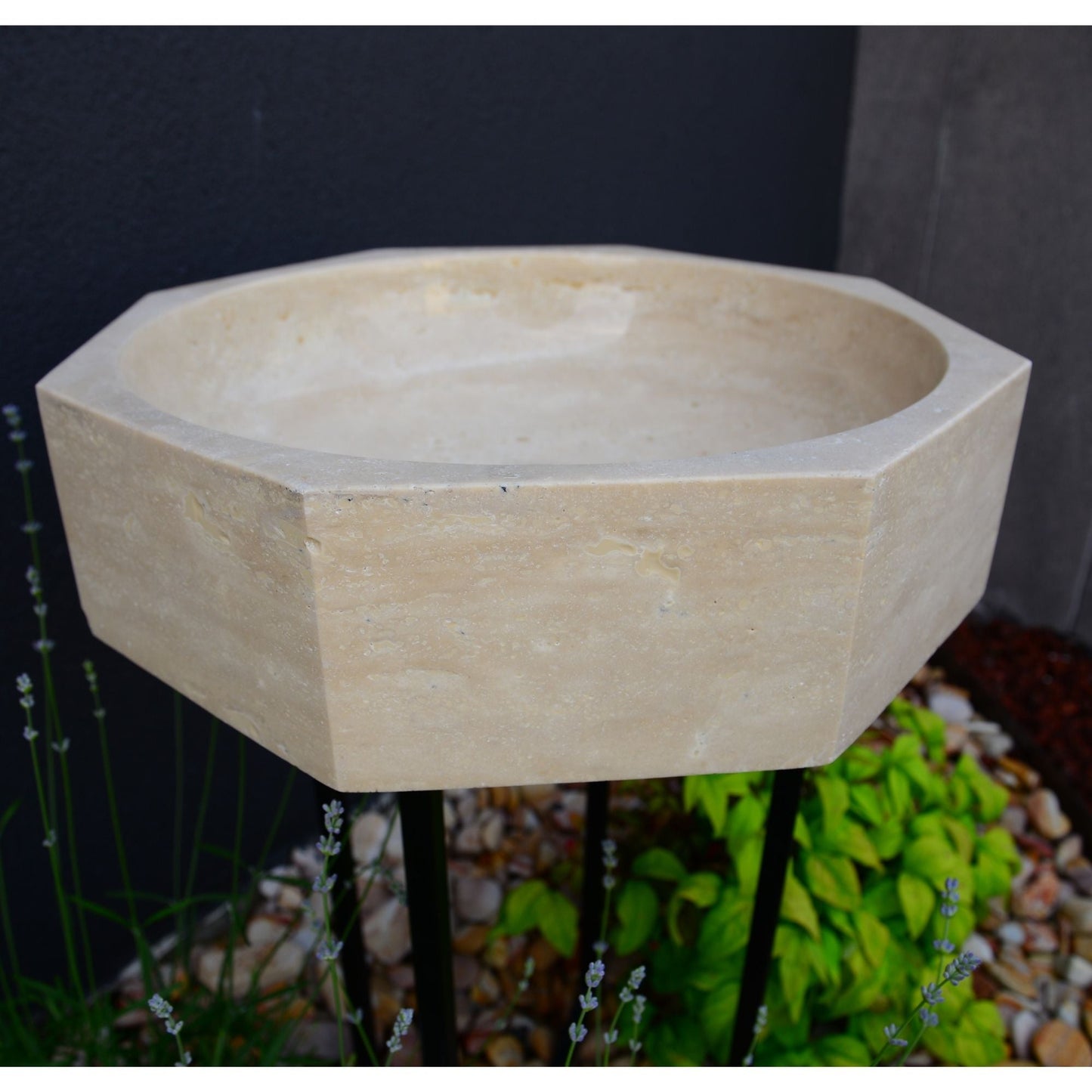 Handmade Turkish Travertine Octagon Bathroom Sink Hand Carved