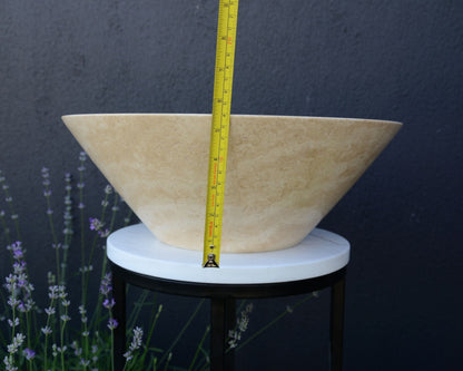 Handcrafted Light Beige Travertine Vessel Sink - Luxury Bathroom Vanity Countertop