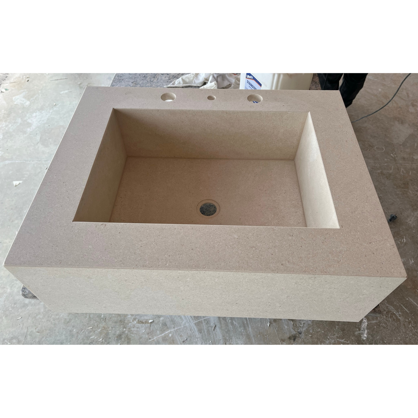 Handcrafted Custom Limestone Bathroom Sink with Natural Stone