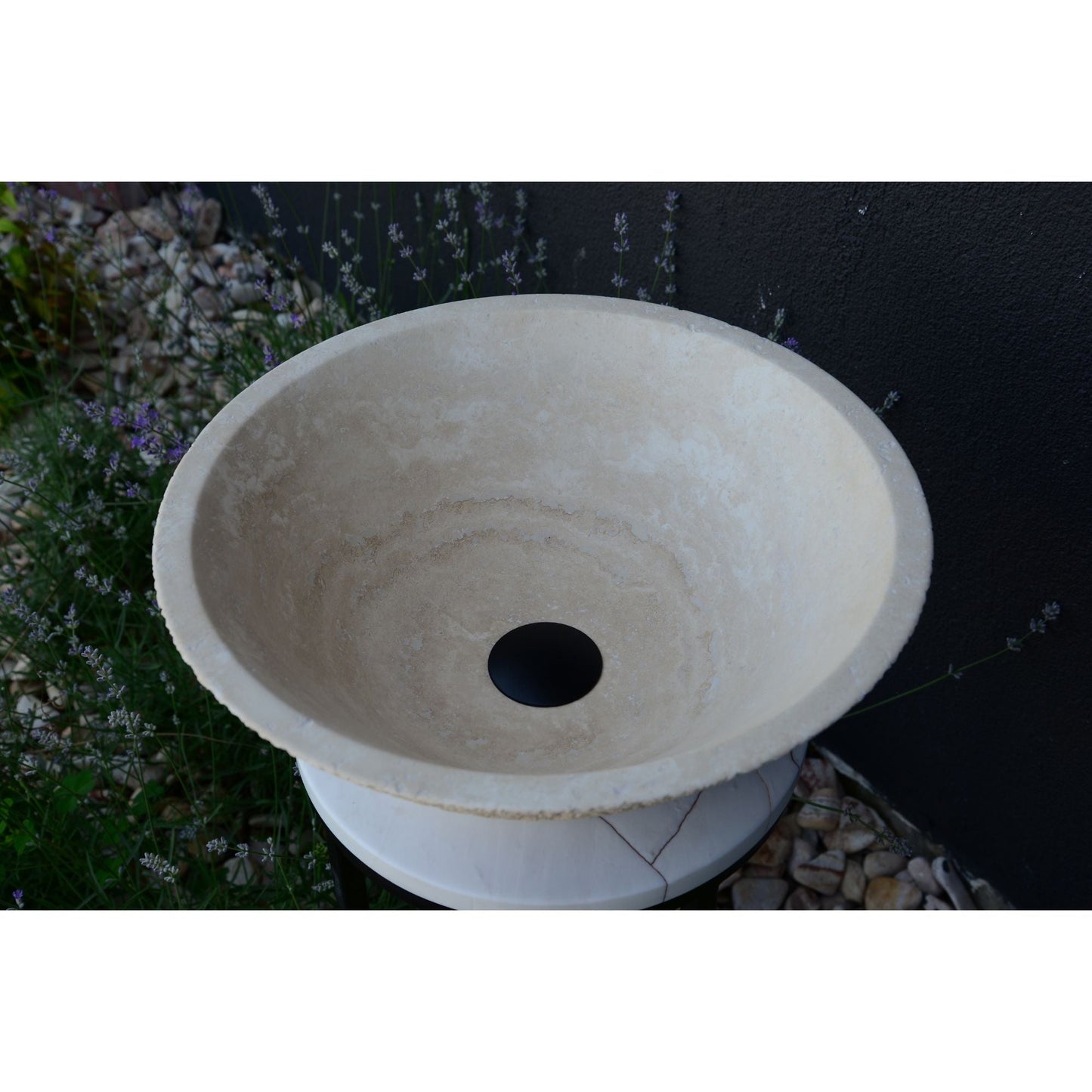 Light Beige Travertine Natural Stone Handcrafted Vessel Sink