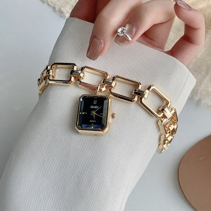 Womens Decorative Watch With Square Pendant And Bracelet Style