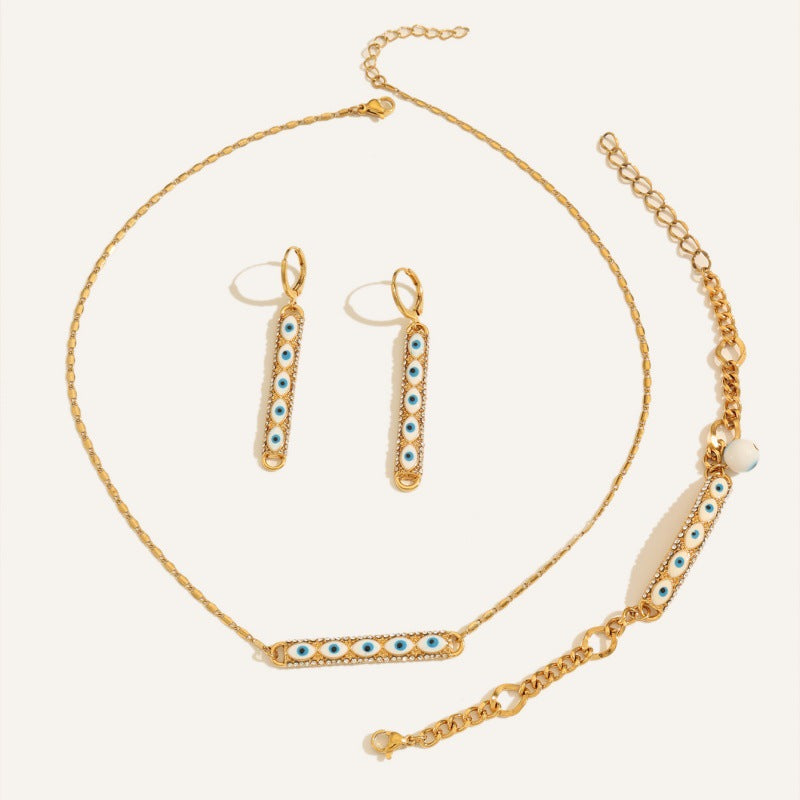 Middle Eastern Evil Eye Necklace, Bracelet and Earring Set