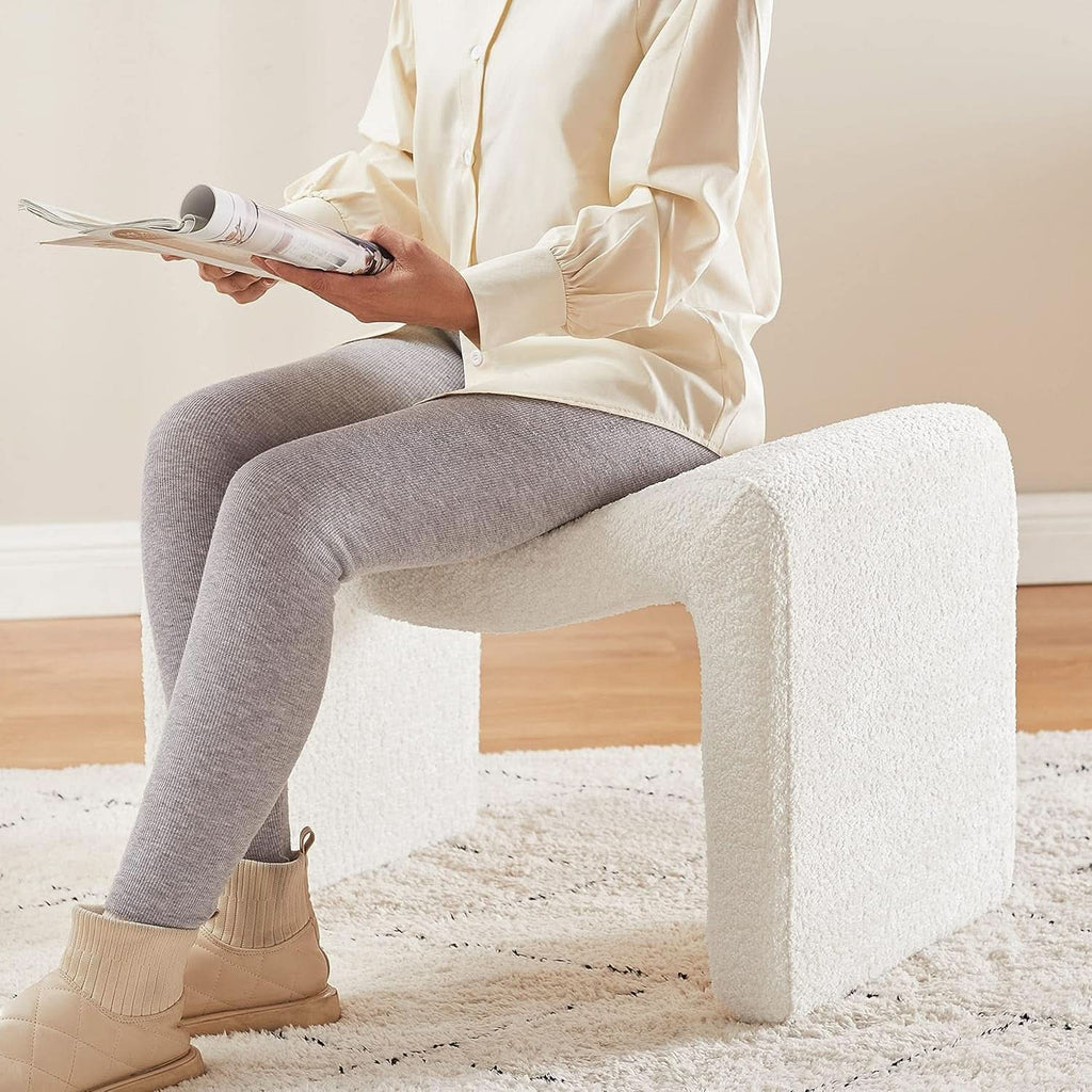 Large White Ottoman Footstool Multifunctional Living Room