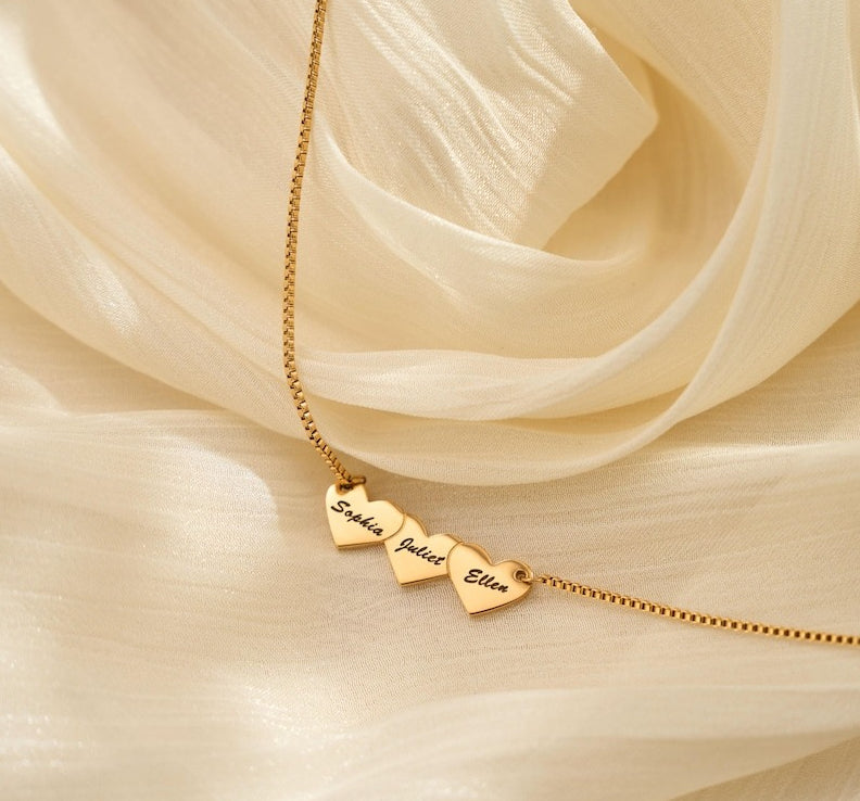 Heart-shaped interlocking custom name necklace