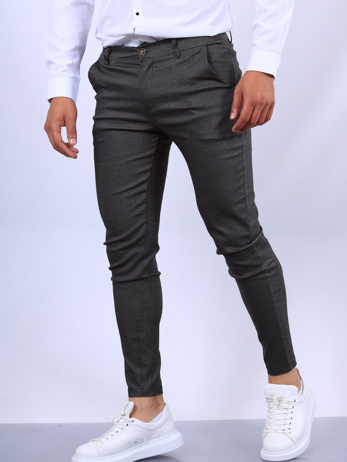 👔 Men's Slim Fit Button Trousers – Versatile Office & Casual Wear