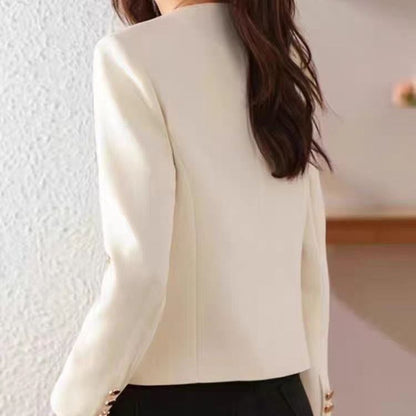 Women’s Cropped Crew Neck Jacket – Casual Lightweight Outerwear