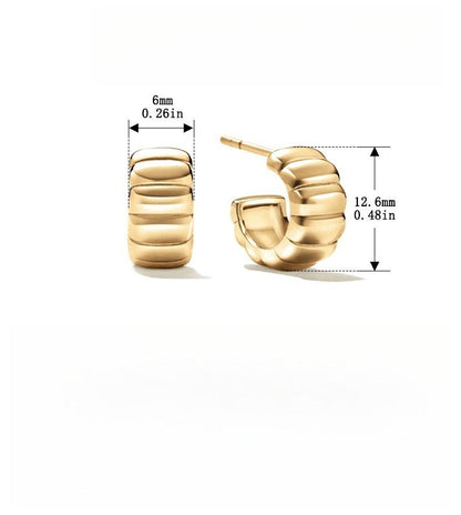 18K gold-plated, solid sterling silver C-shaped hoop earrings.
