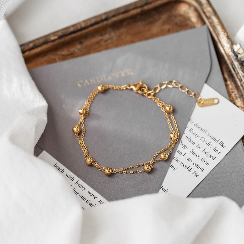 18K gold double-layer titanium steel anklet