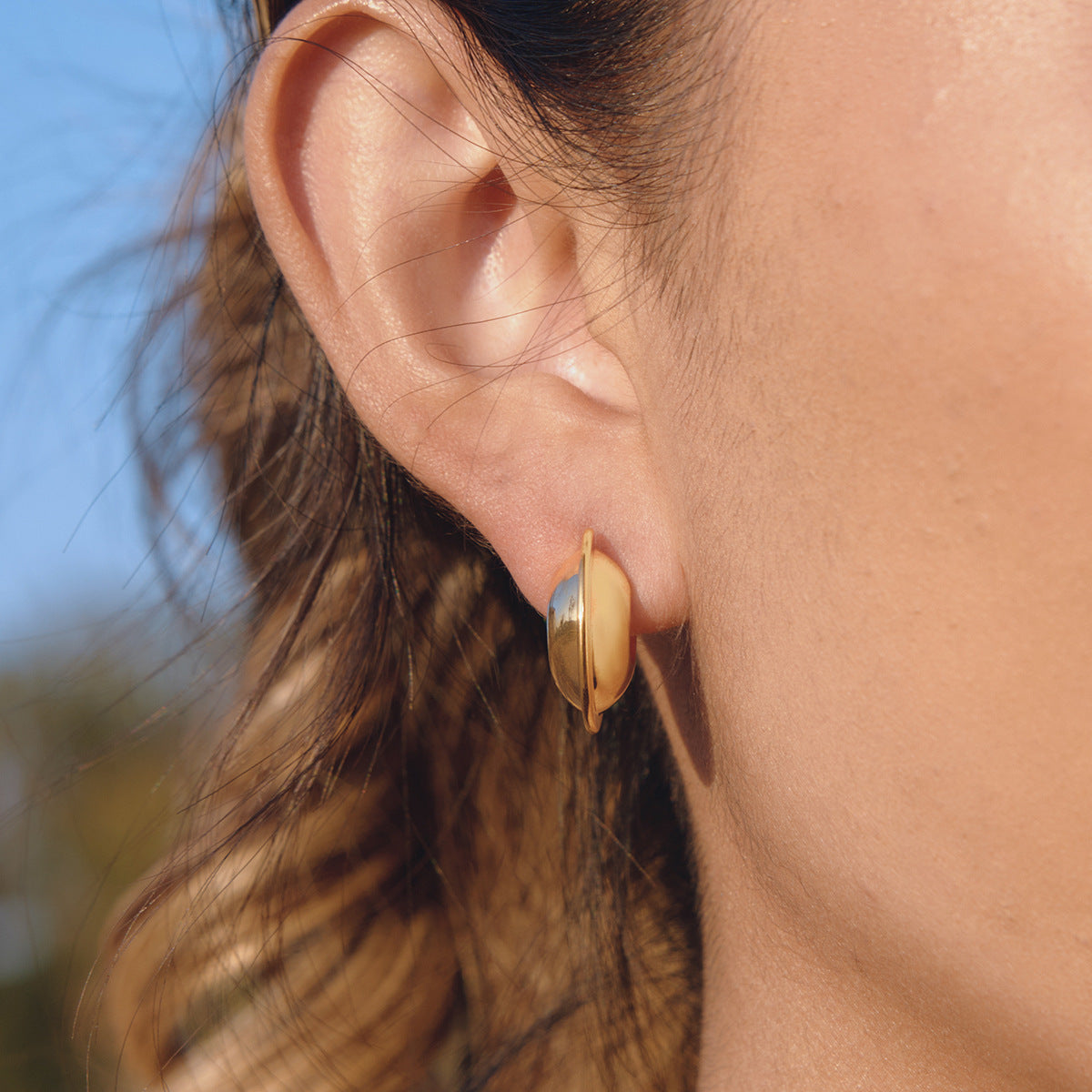 Chunky Stainless Steel C Hoop Earrings