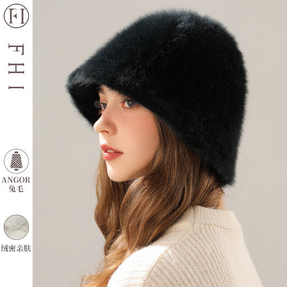 Women’s Real Rabbit Plush Hat – Big Head Circumference Warm Winter Hat