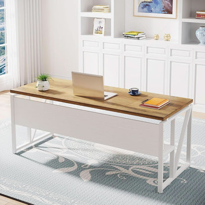 L Shaped Desk Walnut Sixty Three Inch Executive Desk