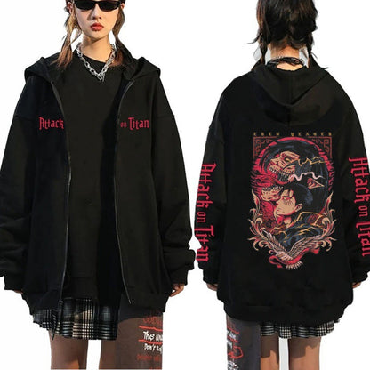 Printed Zipper Sweater Unisex Hoodie Coat