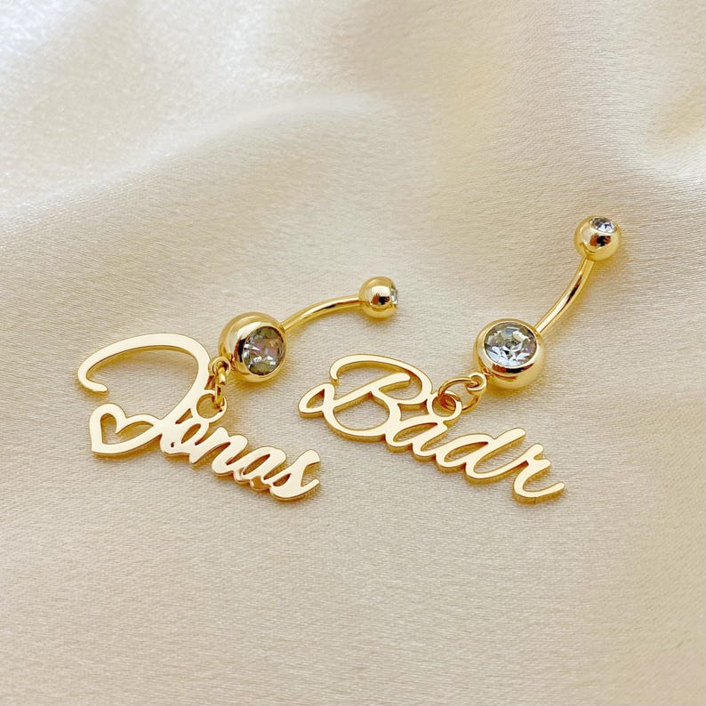 Custom Engraved Script Name Belly Ring