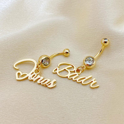 Custom Engraved Script Name Belly Ring