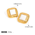 18K gold geometric square with texture design classic retro earrings