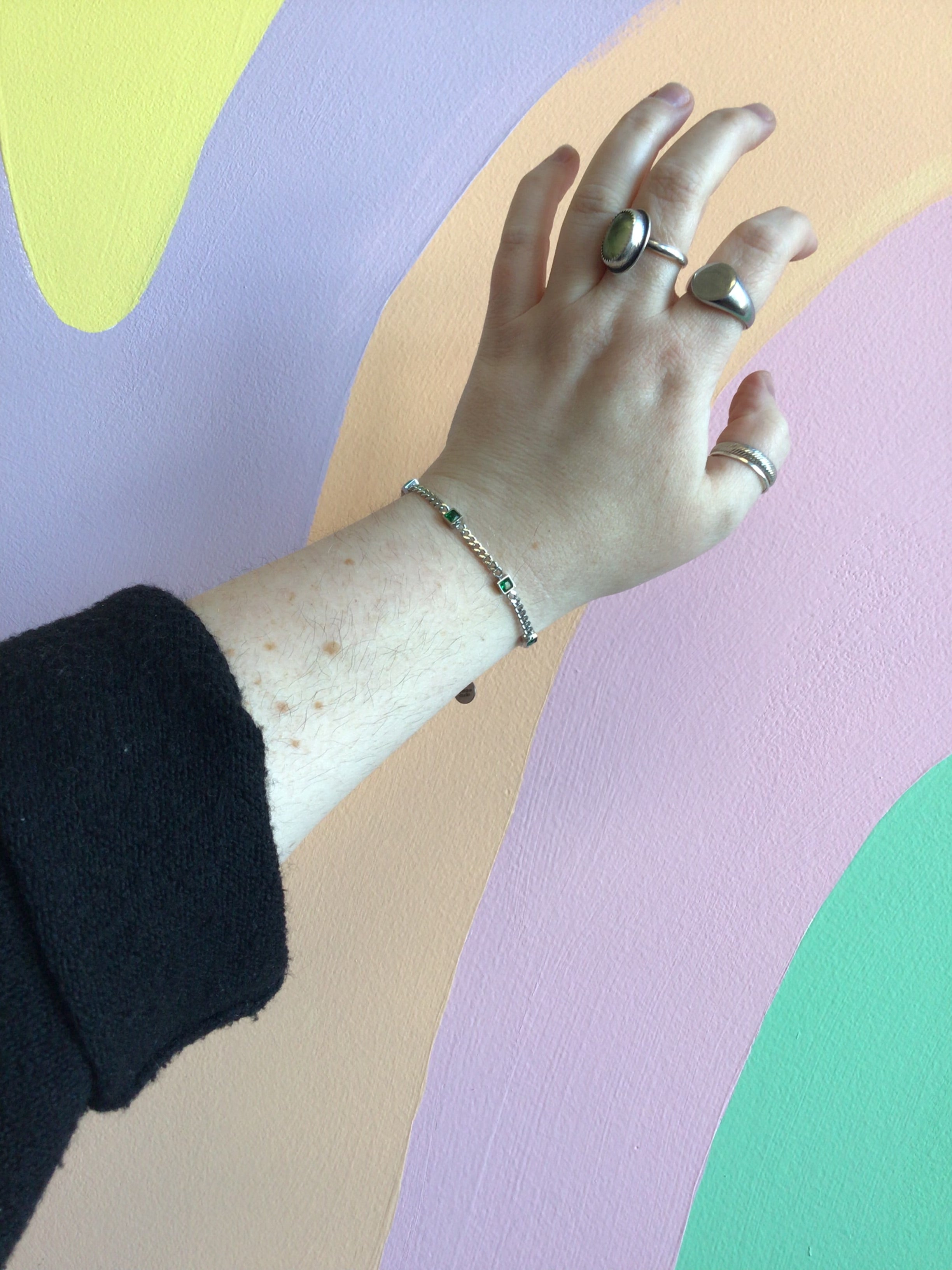 Titanium Cuban Chain Gem Bracelet