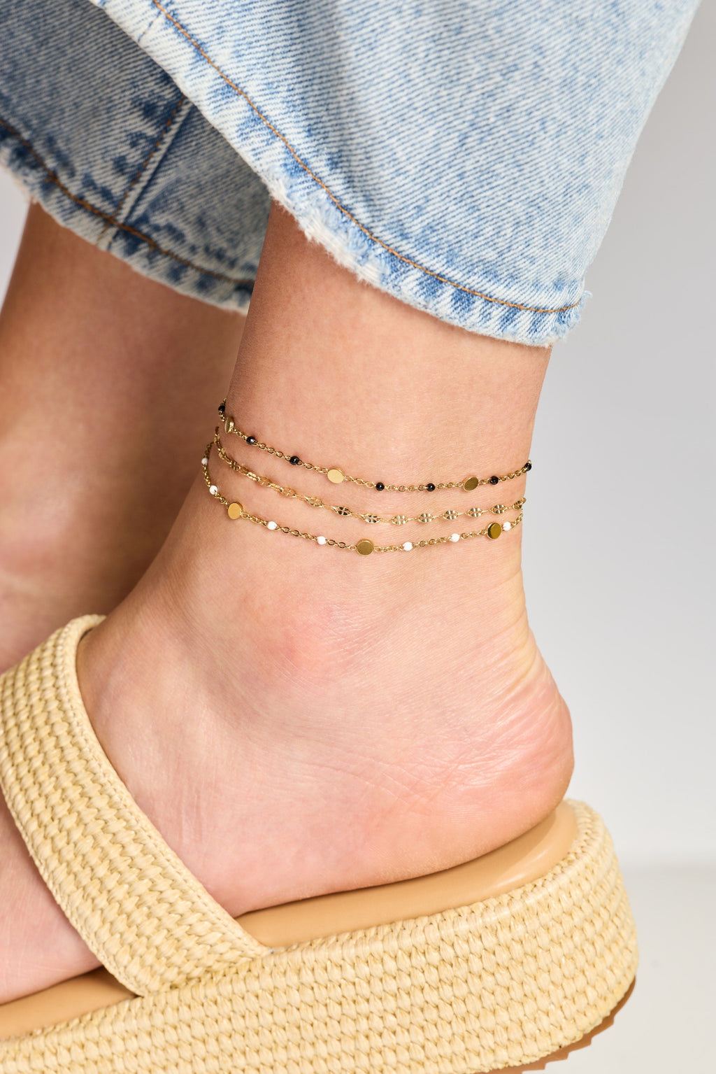 Multi Faceted Chain Anklet