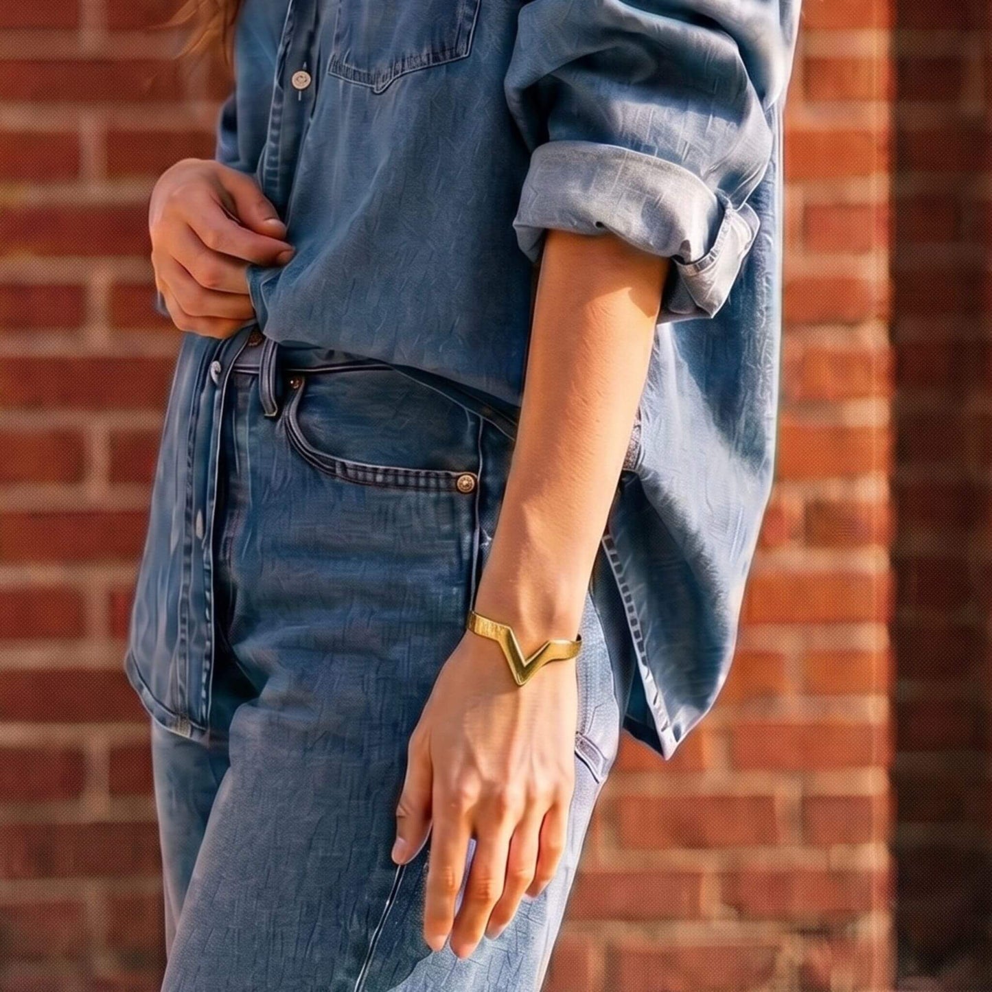 V-Shaped Brass Cuff Bracelet | Nyeupe