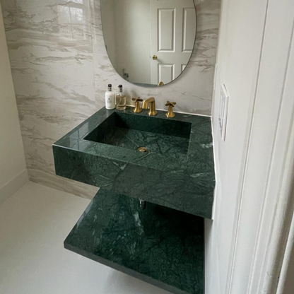 Verde Guatemala Marble Sink - Custom Handcrafted Green Matte Finish Bathroom Vanity