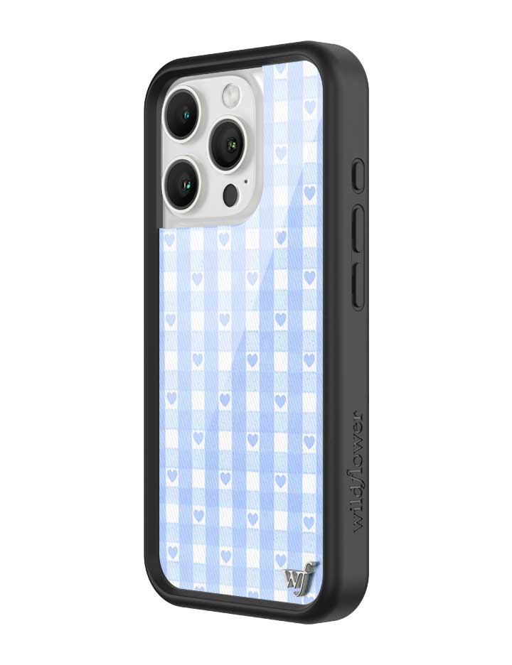 Gingham Hearts | Blue iPhone Case