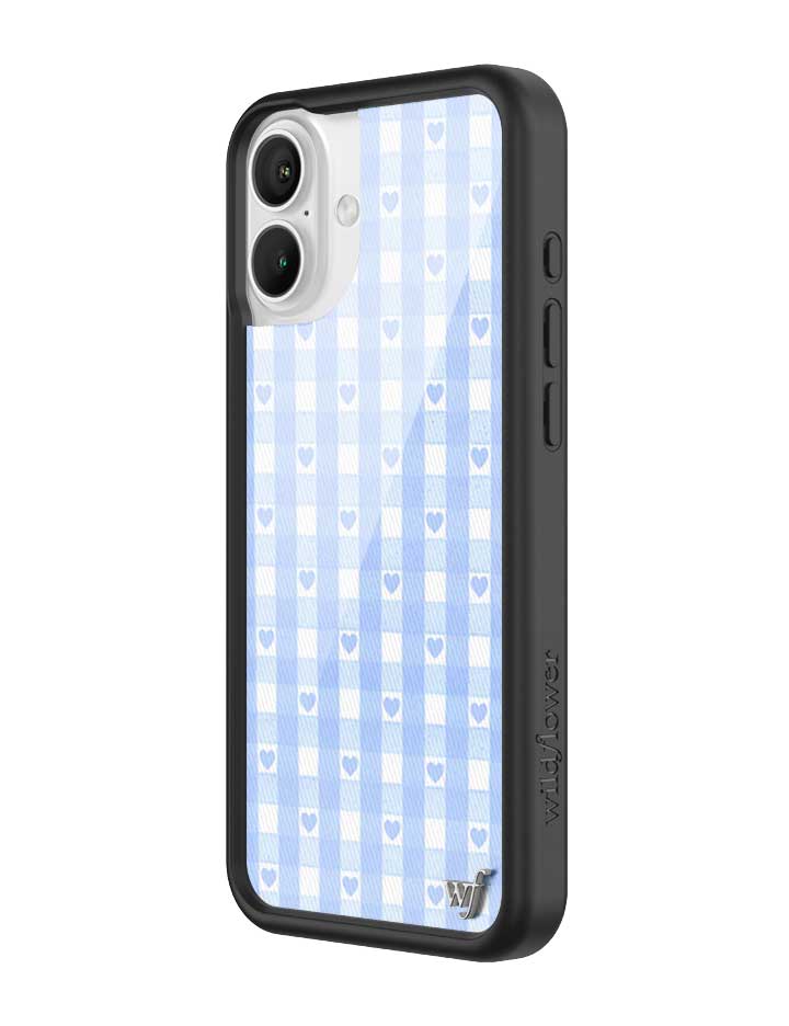 Gingham Hearts | Blue iPhone Case