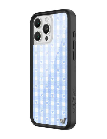 Gingham Hearts | Blue iPhone Case