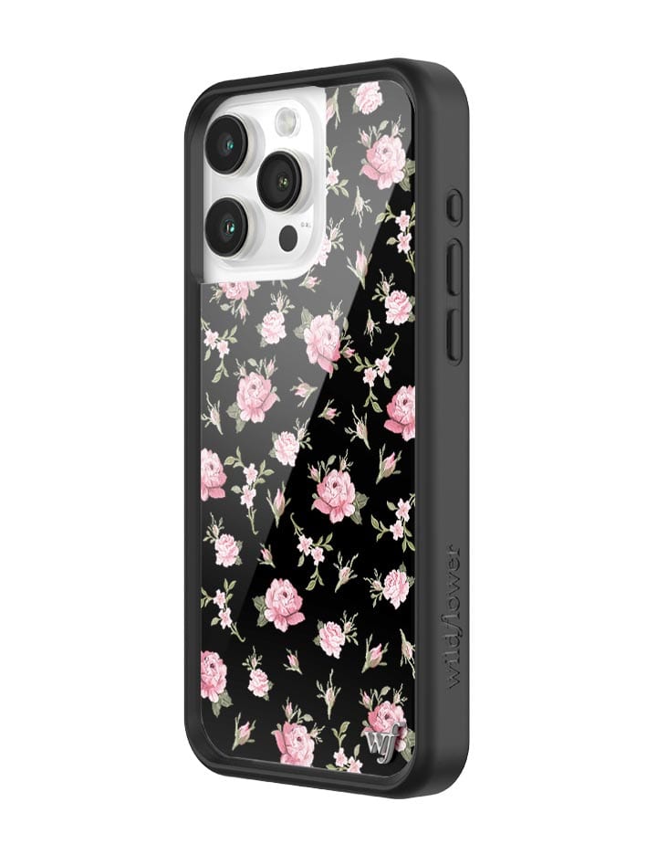 Black and Pink Floral iPhone Case