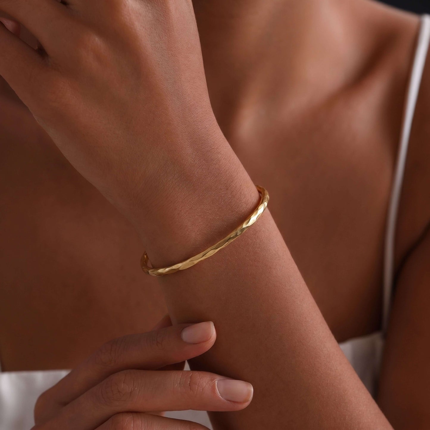 Thin Textured Brass Bangle | Raha