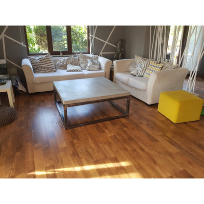 Concrete Modern Coffee Table With Metal Legs Barocco Design 39.5W x 24L Inches