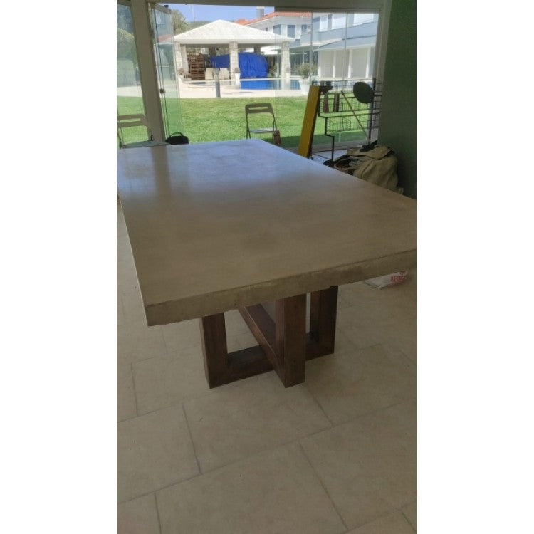 Lightweight Concrete Rectangular Dining Table - Contemporary Industrial Style 39x86.5