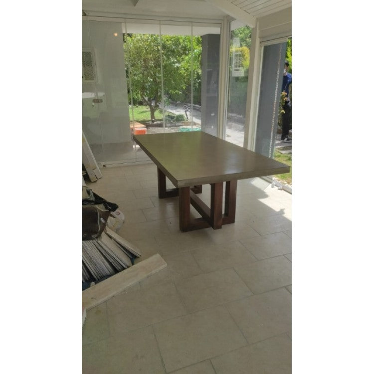 Lightweight Concrete Rectangular Dining Table 43x134 Handcrafted